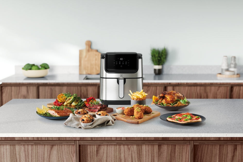 Healthy food prepared in air fryer