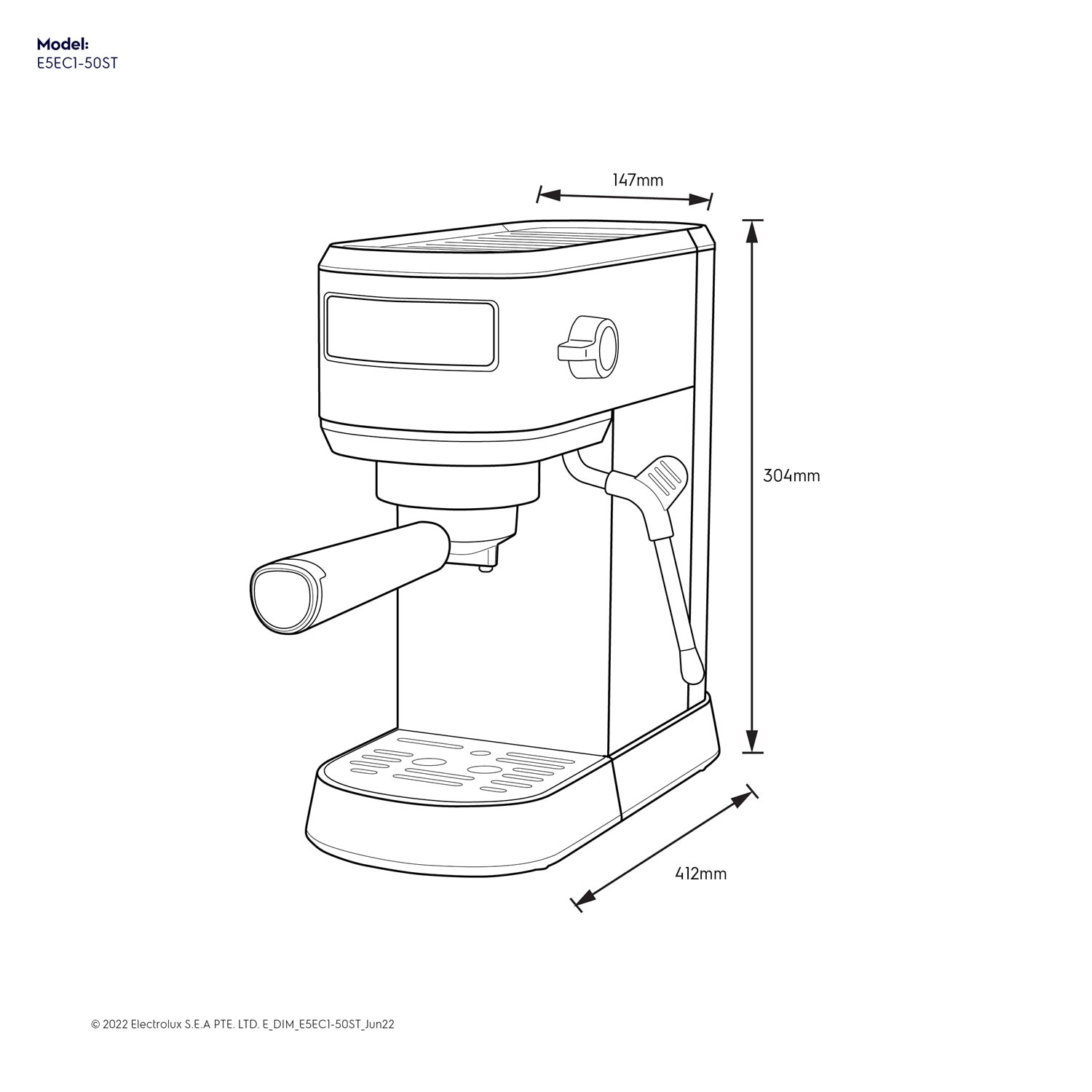 1L UltimateTaste 500 espresso coffee maker E5EC150ST Electrolux