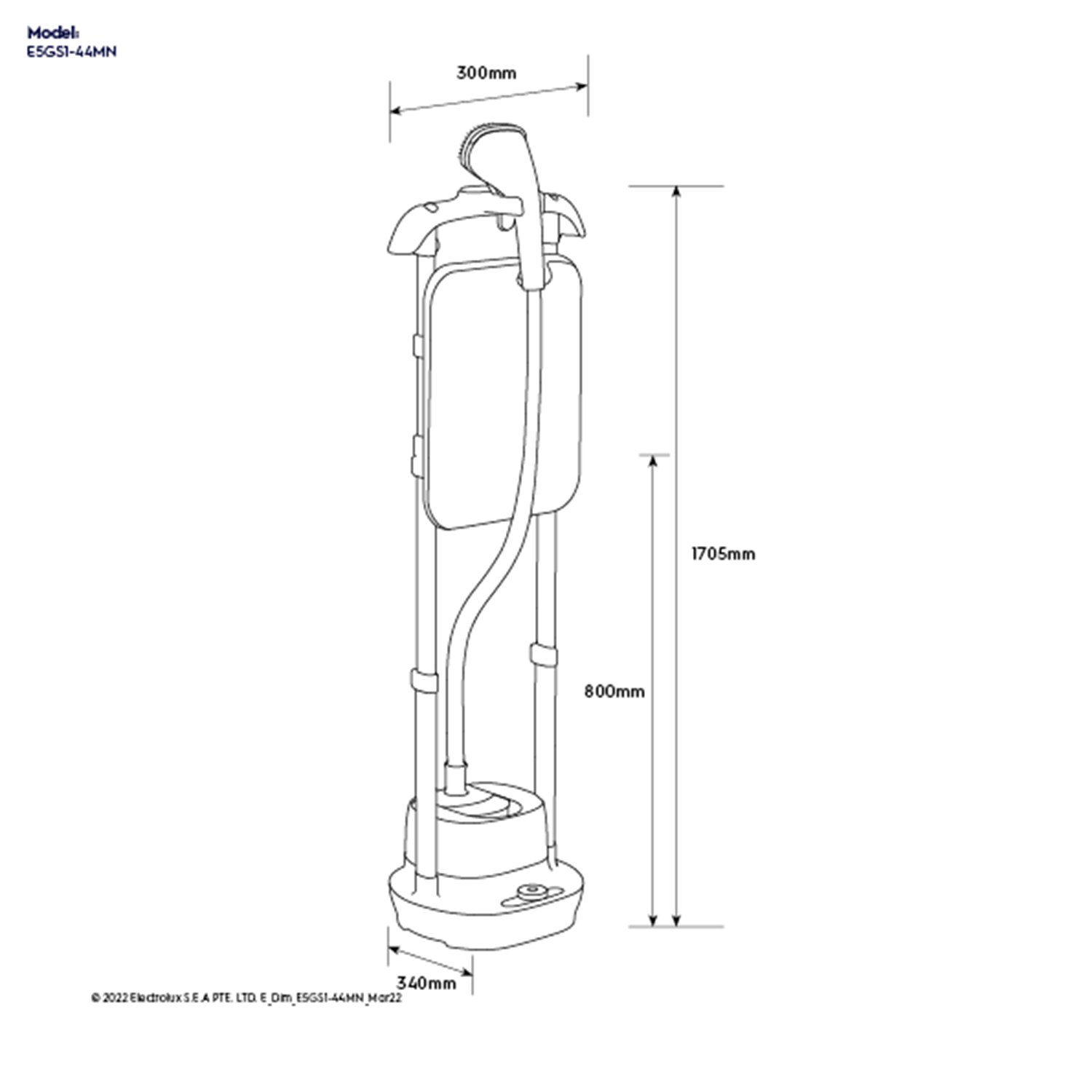 1800W UltimateCare 500 garment steamer E5GS144MN Electrolux Singapore