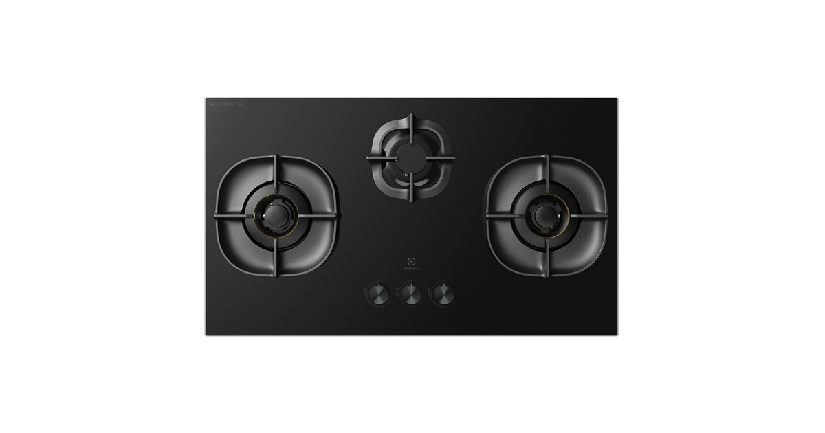 90cm UltimateTaste flexi cutout gas hob with 3 cooking zones EHG9350BC Electrolux Singapore