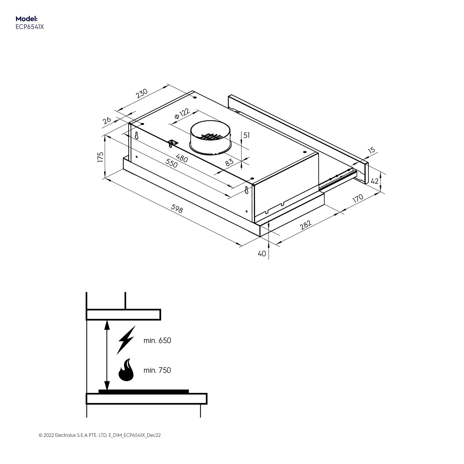 60cm UltimateTaste 300 pullout extractor hood ECP6541X Electrolux Singapore