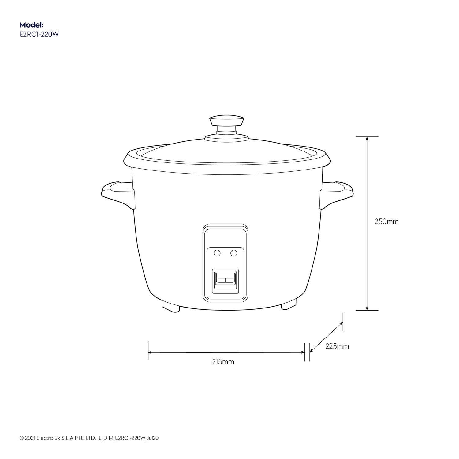 1.3L rice cooker E2RC1220W Electrolux Singapore