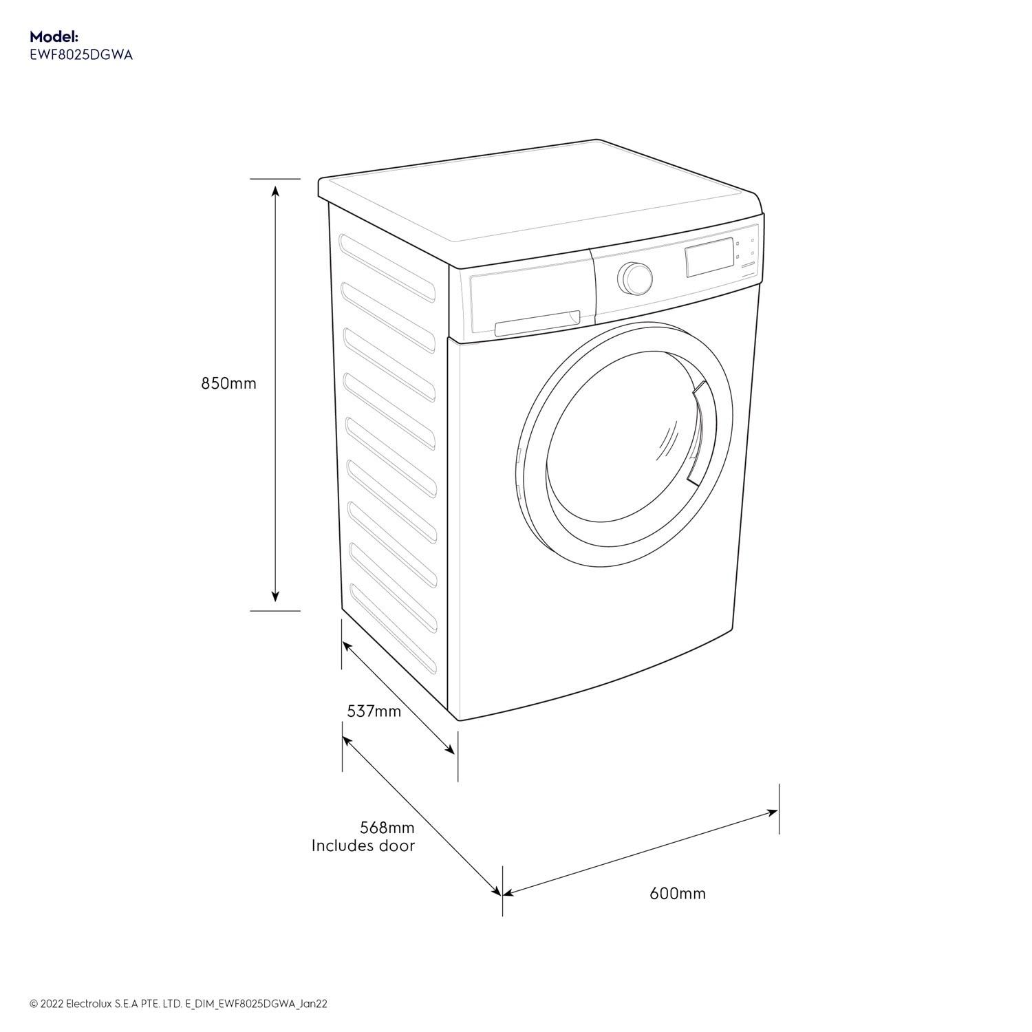 8kg UltimateCare 300 Front load Washing machine EWF8025DGWA