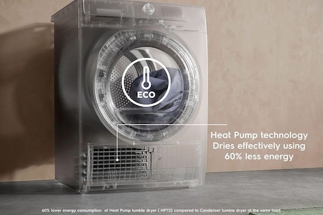 Dries with 60% less energy*